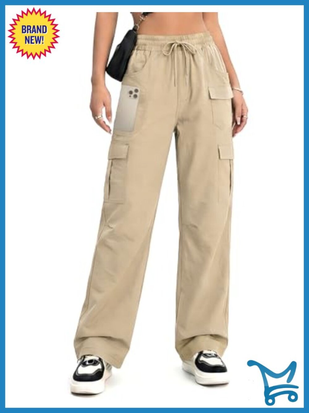 Quick Dry Cargo Hiking Pants Straight Leg Drawstring Utility Travel